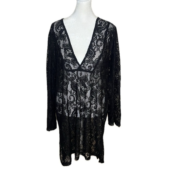 J Valdi Black Sheer Lace Swim Cover-Up – XL - Picture 1 of 3